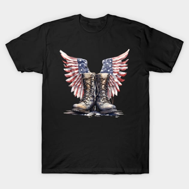 PTSD Awareness - American Flag Military Support America T-Shirt by smartrocket